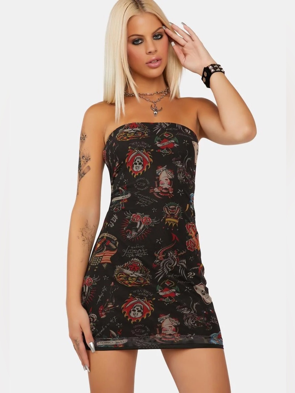 Ed Hardy Strapless Black Mini Dress